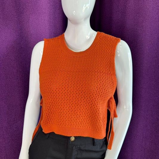 BLUSA TEJIDA ABIERTA NARANJA