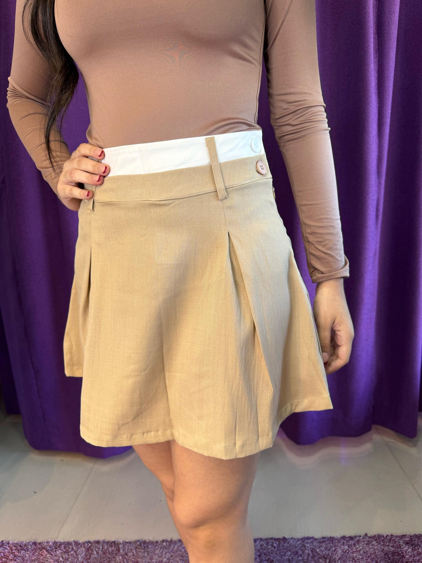 FALDA DOBLE PRETINA BEIGE