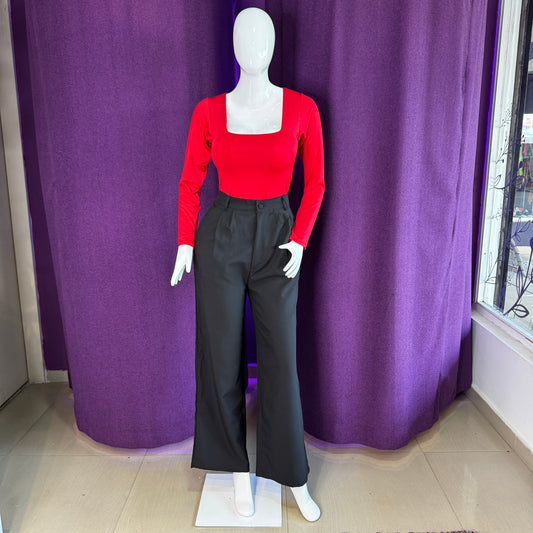 Body Manga Larga Escotado Rojo Vivo