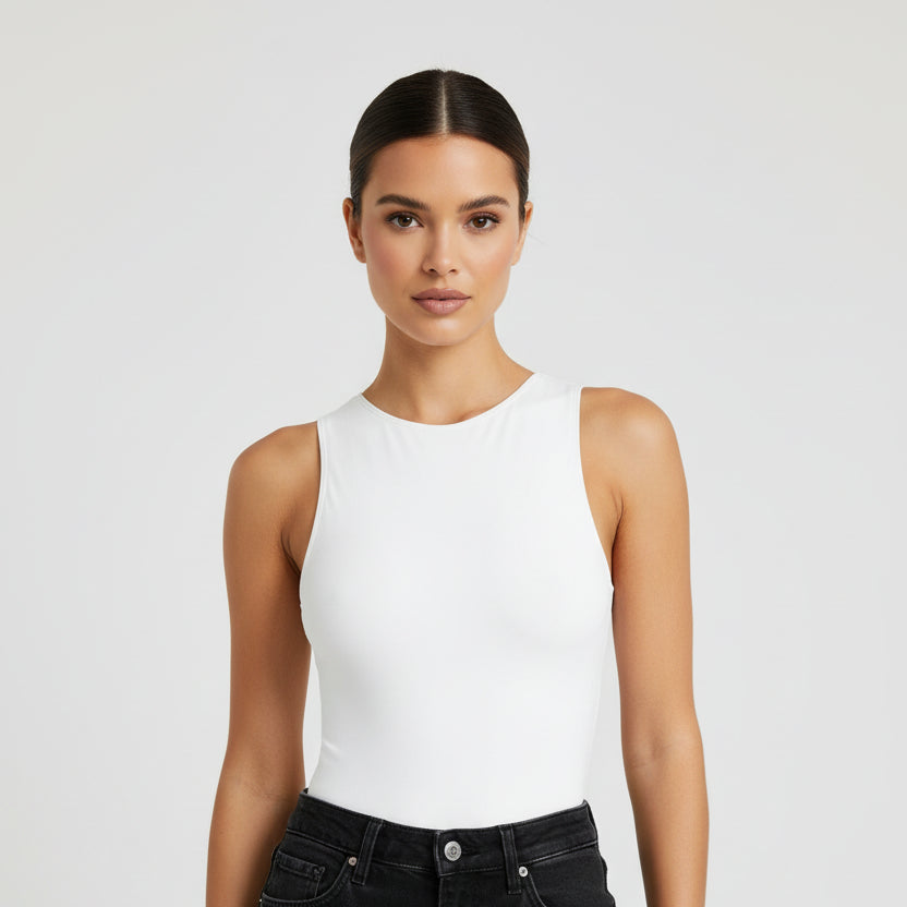 BODY HALTER MANGA SISA BLANCO