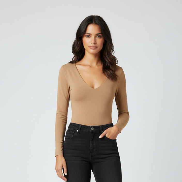 BODY MANGA LARGA BEIGE