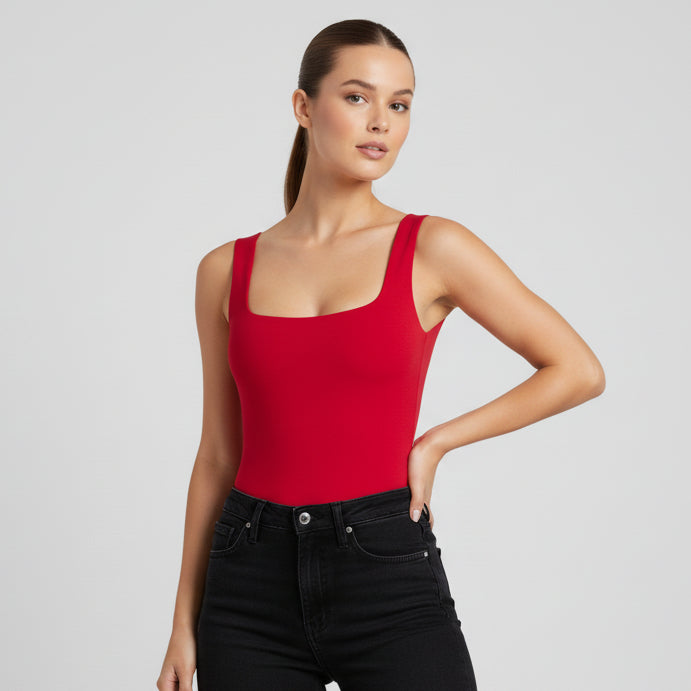 BODY ESCOTADO MANGA SISA ROJO