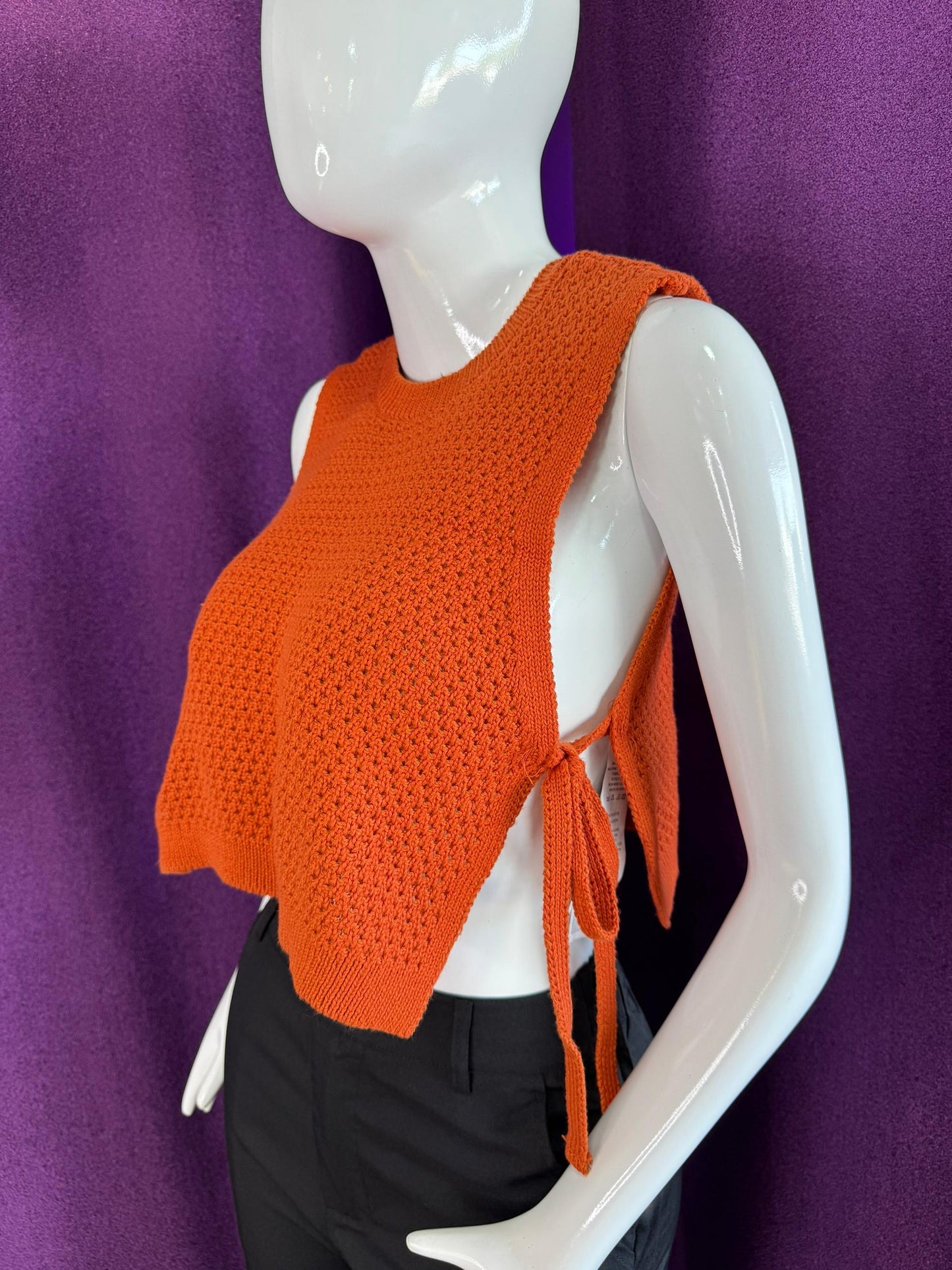 BLUSA TEJIDA ABIERTA NARANJA