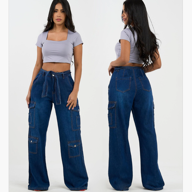 JEAN WIDE LEG CARGO ANCHO