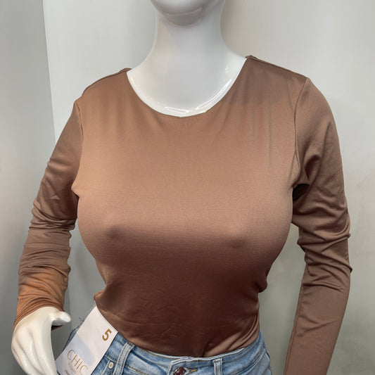 Body Manga Larga Halter Chocolate