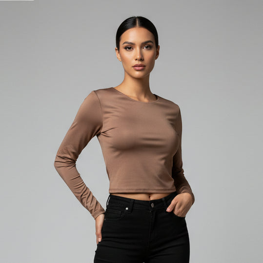 BODY MANGA LARGA HALTER CHOCOLATE