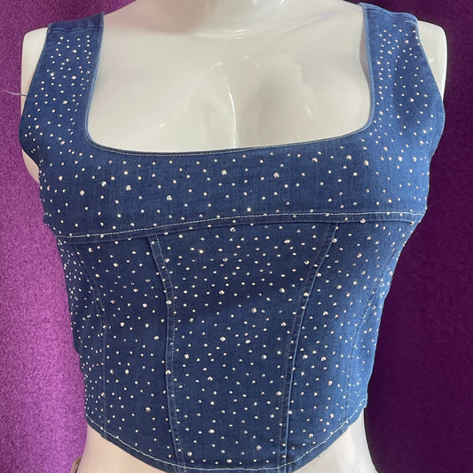 Top Denim Oscuro Brillo