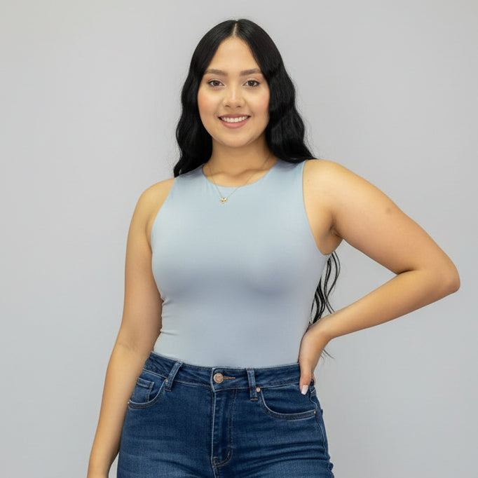 Body Manga Sisa Halter Gris Claro