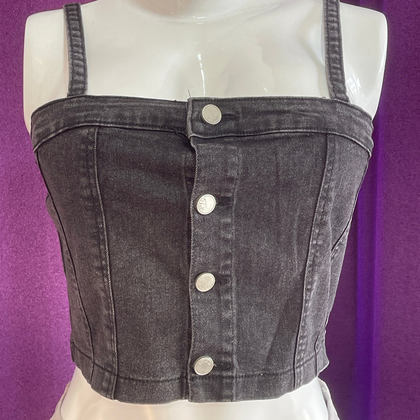 Top Denim Negro Cenizo
