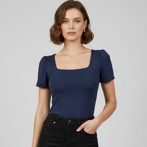 Body Manga Corta Escotado Azul Navy
