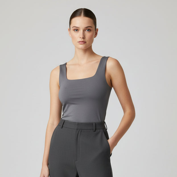 Body Manga Sisa Escotado Gris Plomo