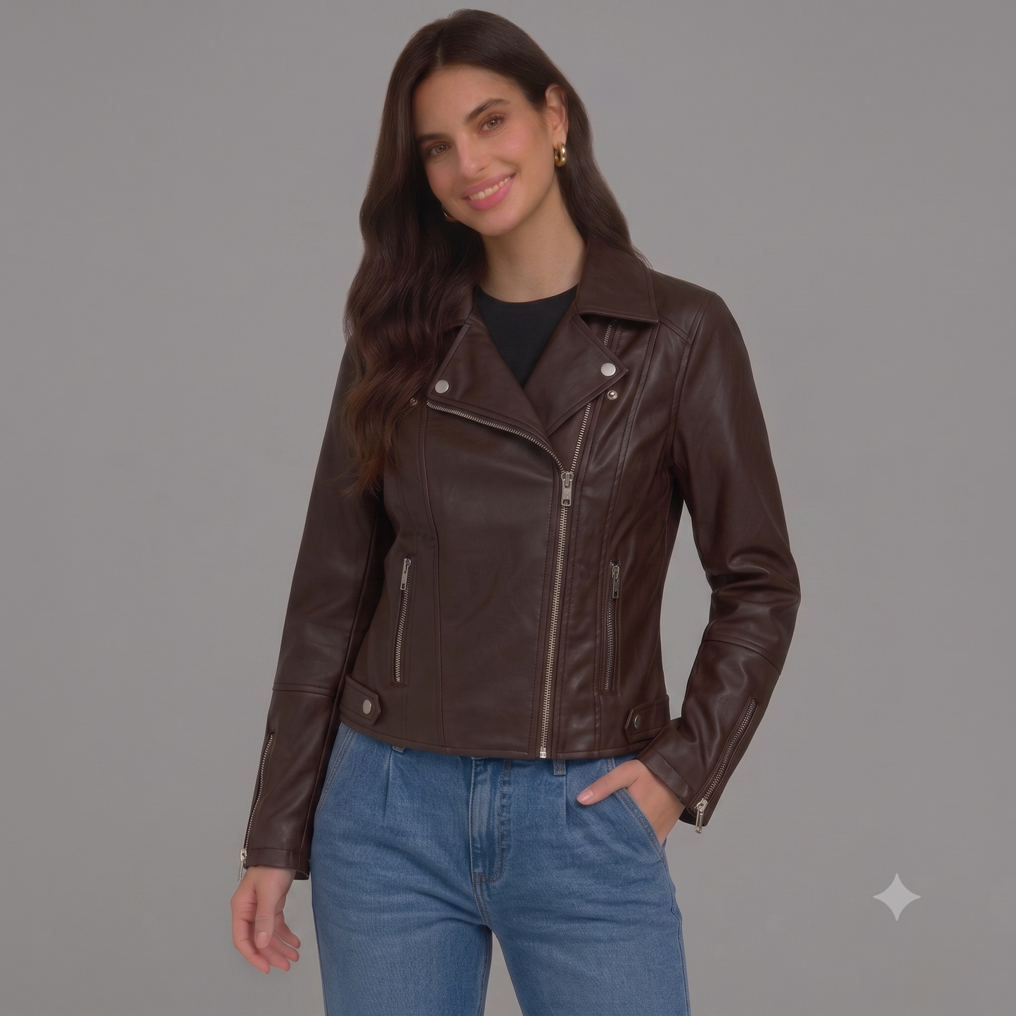 CHAQUETA MANGA LARGA CUERO