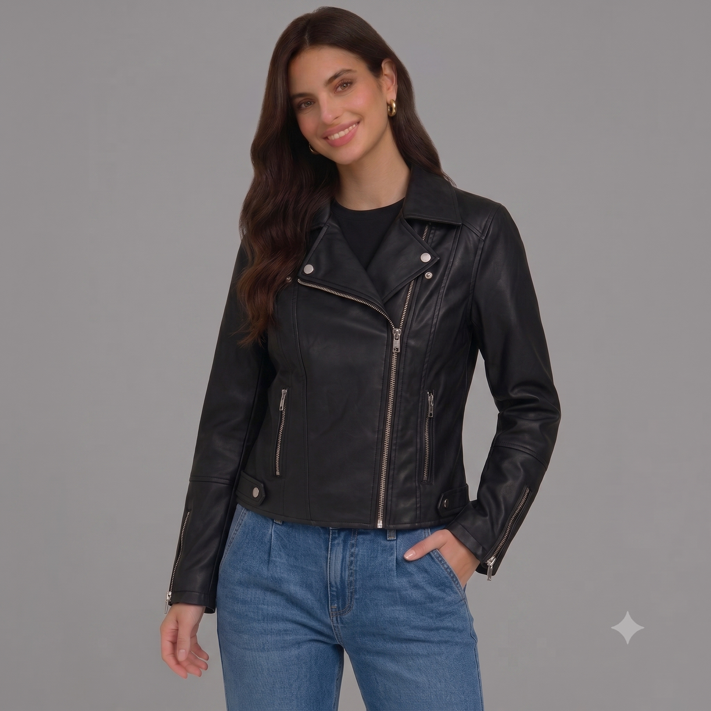 CHAQUETA MANGA LARGA CUERO
