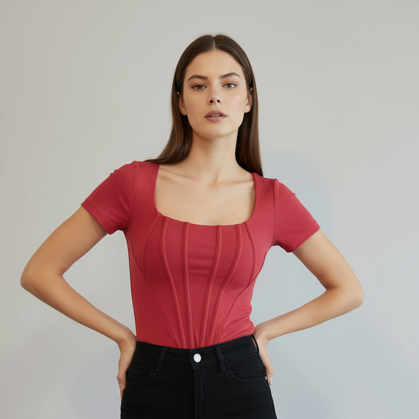 TOP MANGA CORTA CON CIERRE