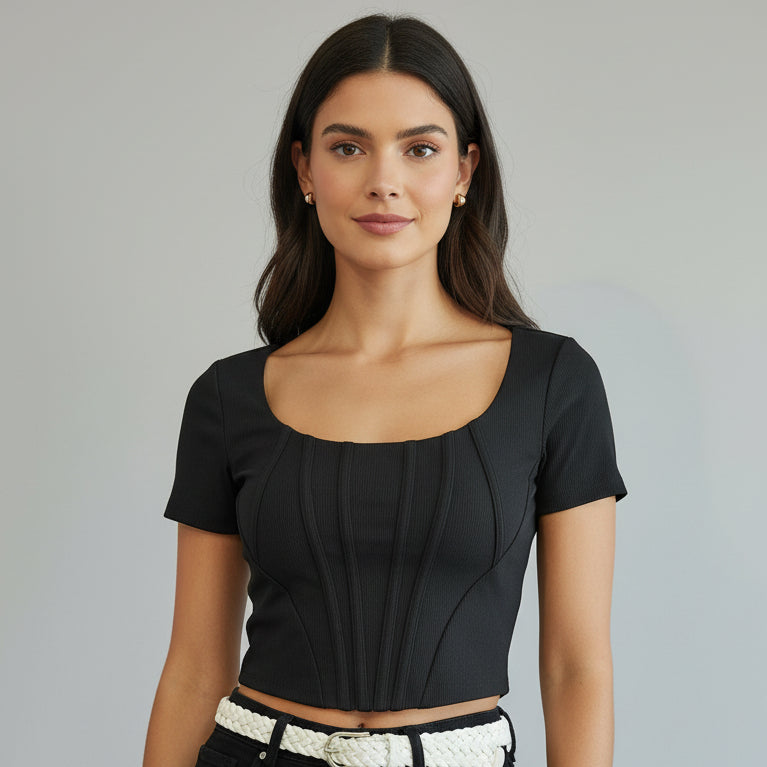 TOP MANGA CORTA CON CIERRE