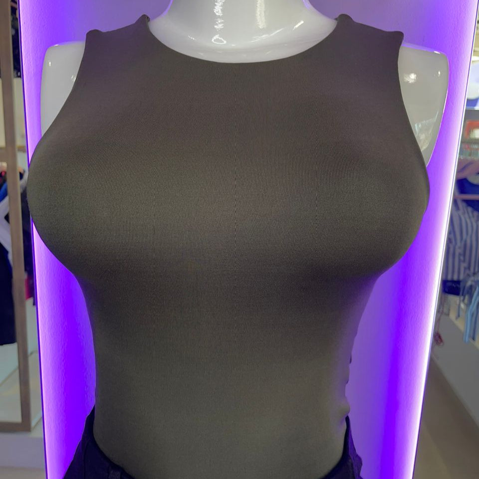 Body Manga Sisa Halter Verde Militar