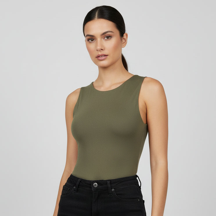 Body Manga Sisa Halter Verde Militar
