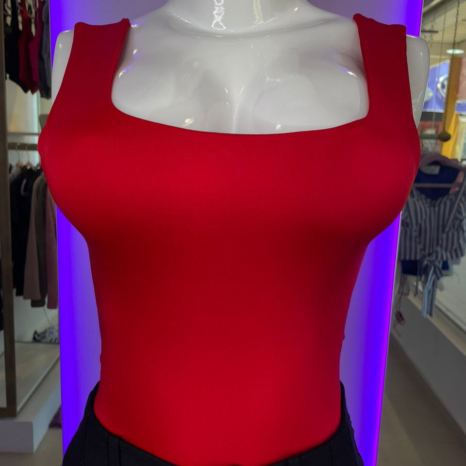 Body Manga Sisa Escotado Rojo Vivo