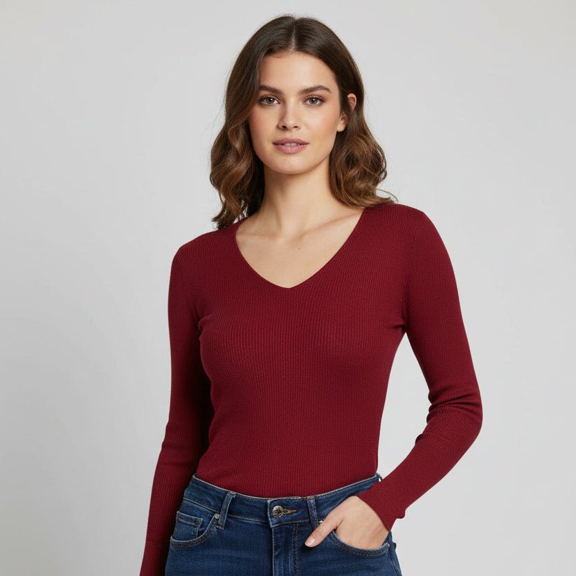 BODY MANGA LARGA CUELLO V