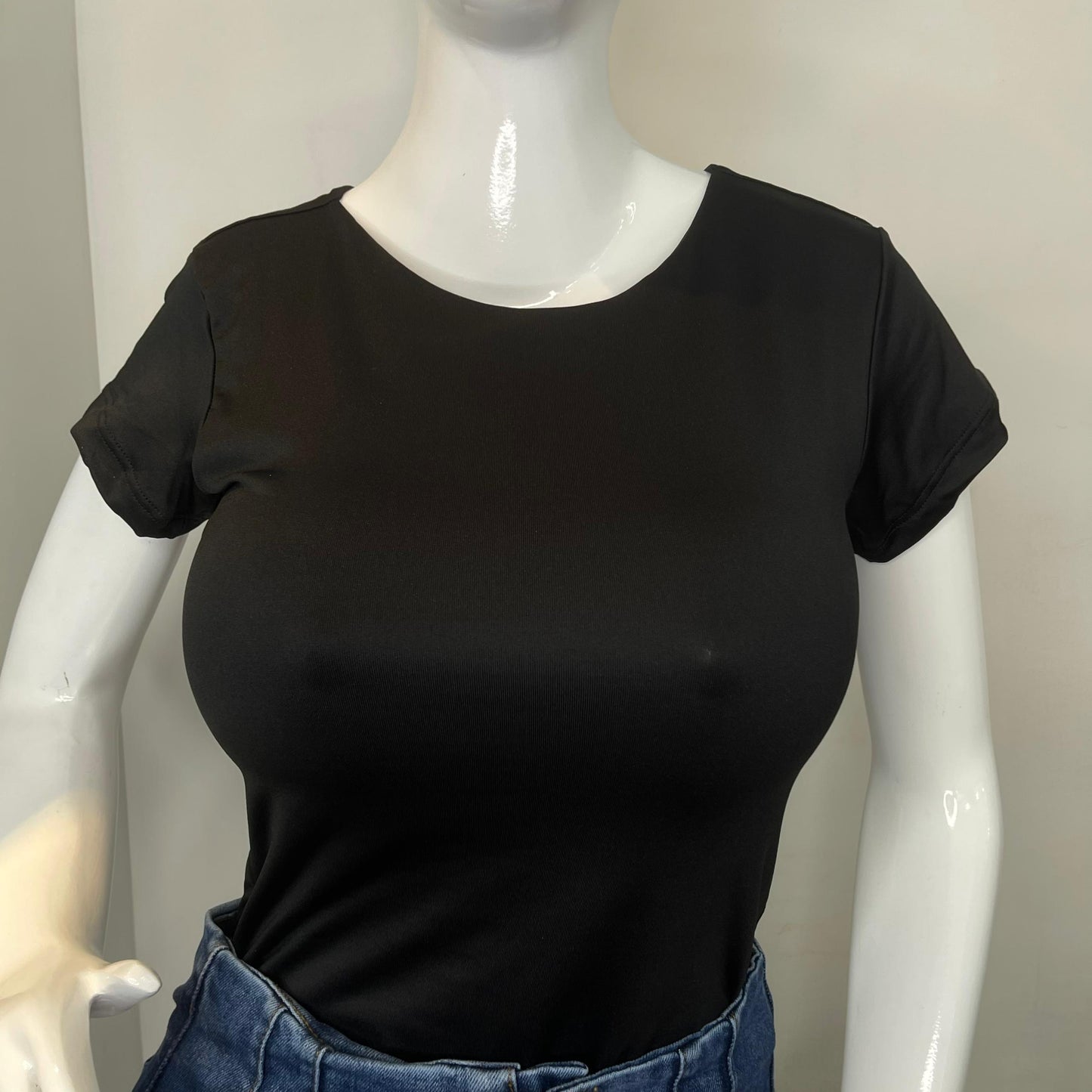 BODY HALTER MANGA CORTA NEGRO