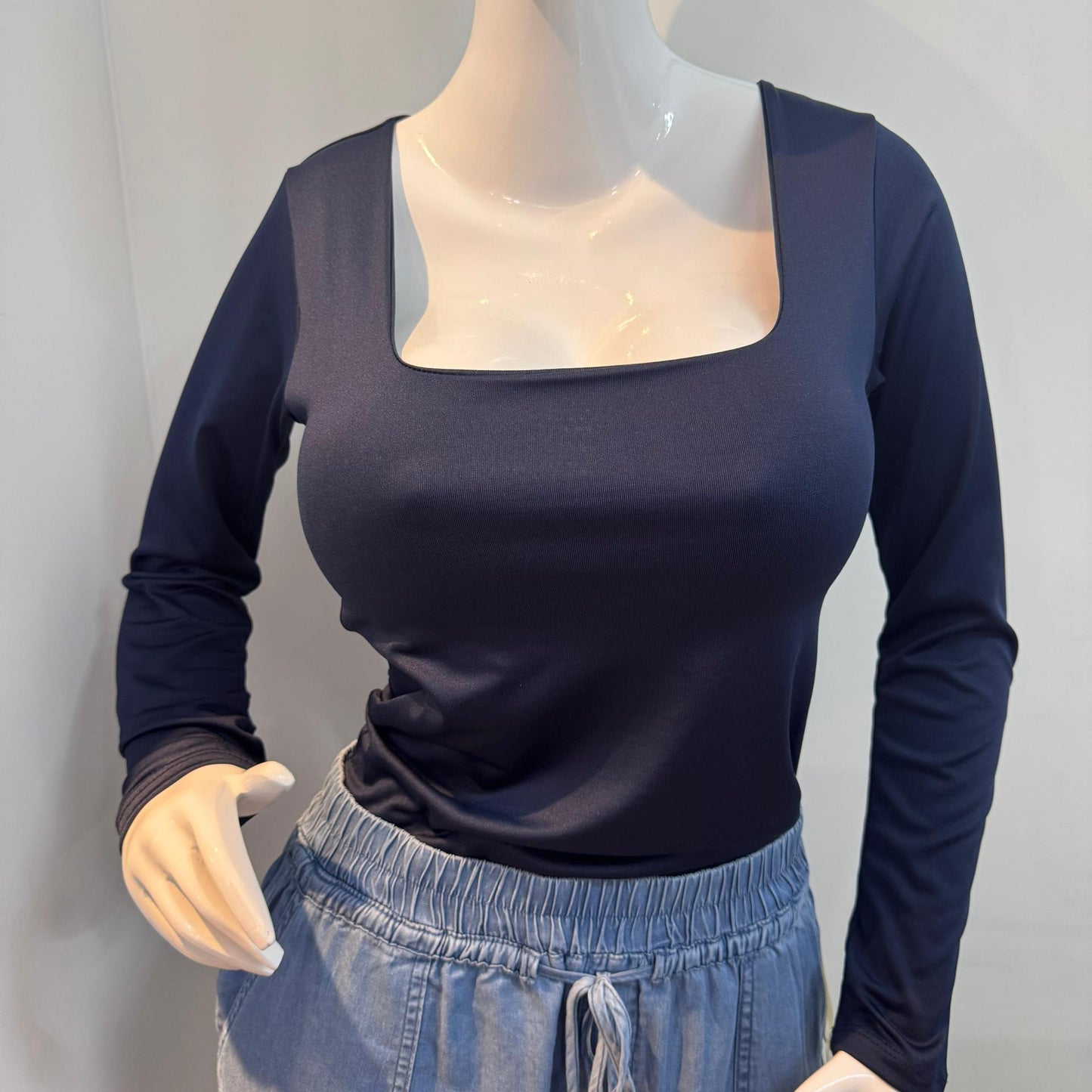 Body Manga Larga Escotado Azul Navy