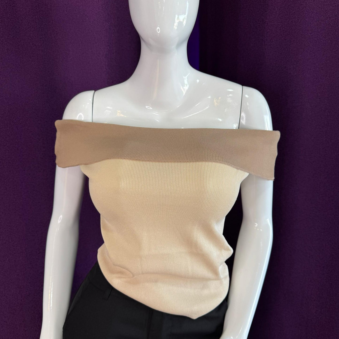 Top Strapless Beige con Marron