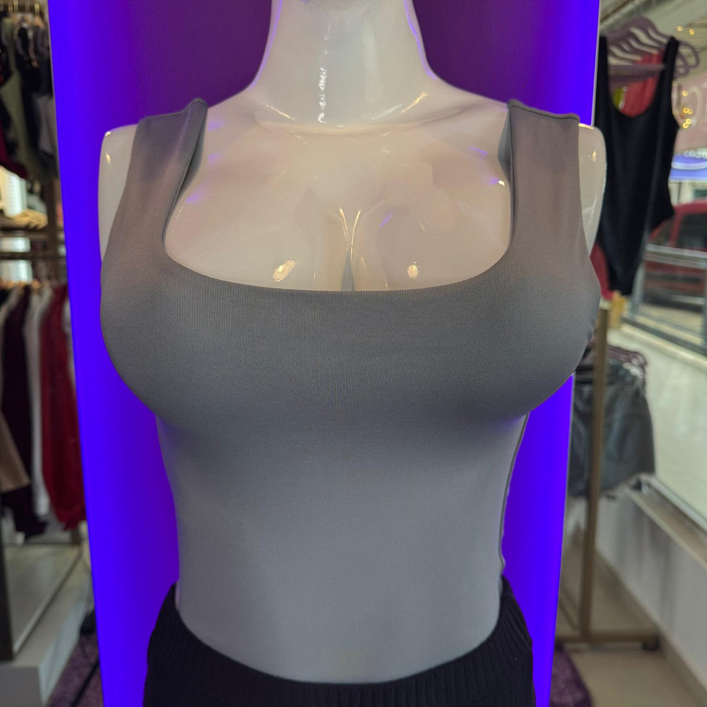 Body Manga Sisa Escotado Gris Claro