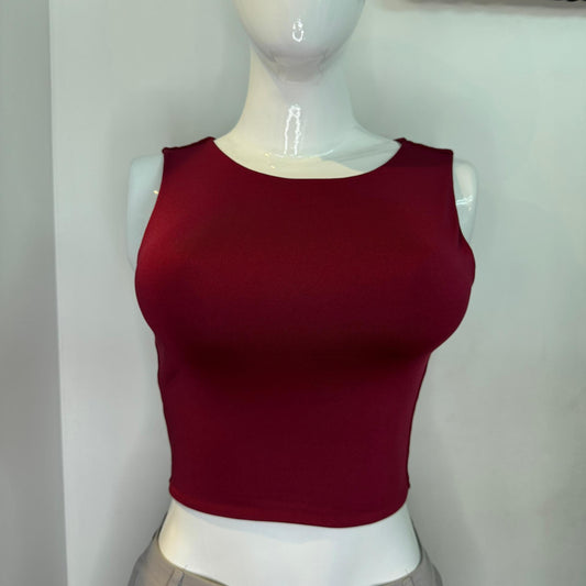 TOP BASICO HALTER ROJO CEREZA