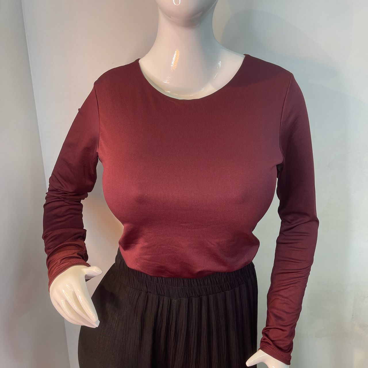 Body Manga Larga Halter Vino