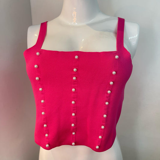 TOP TIRAS PERLA FUSCIA