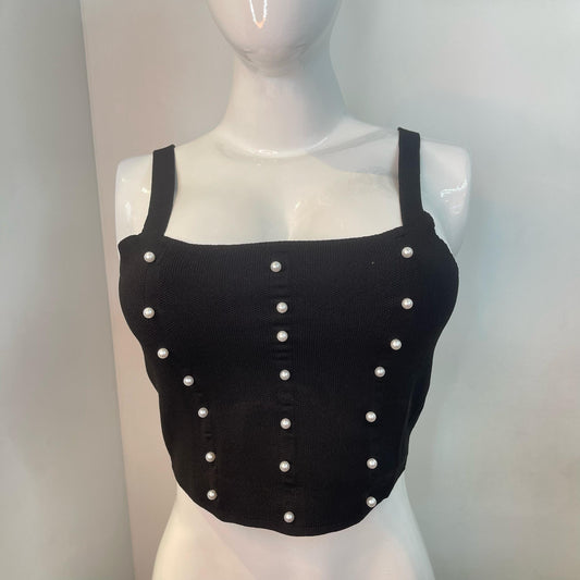 TOP TIRAS PERLA NEGRO