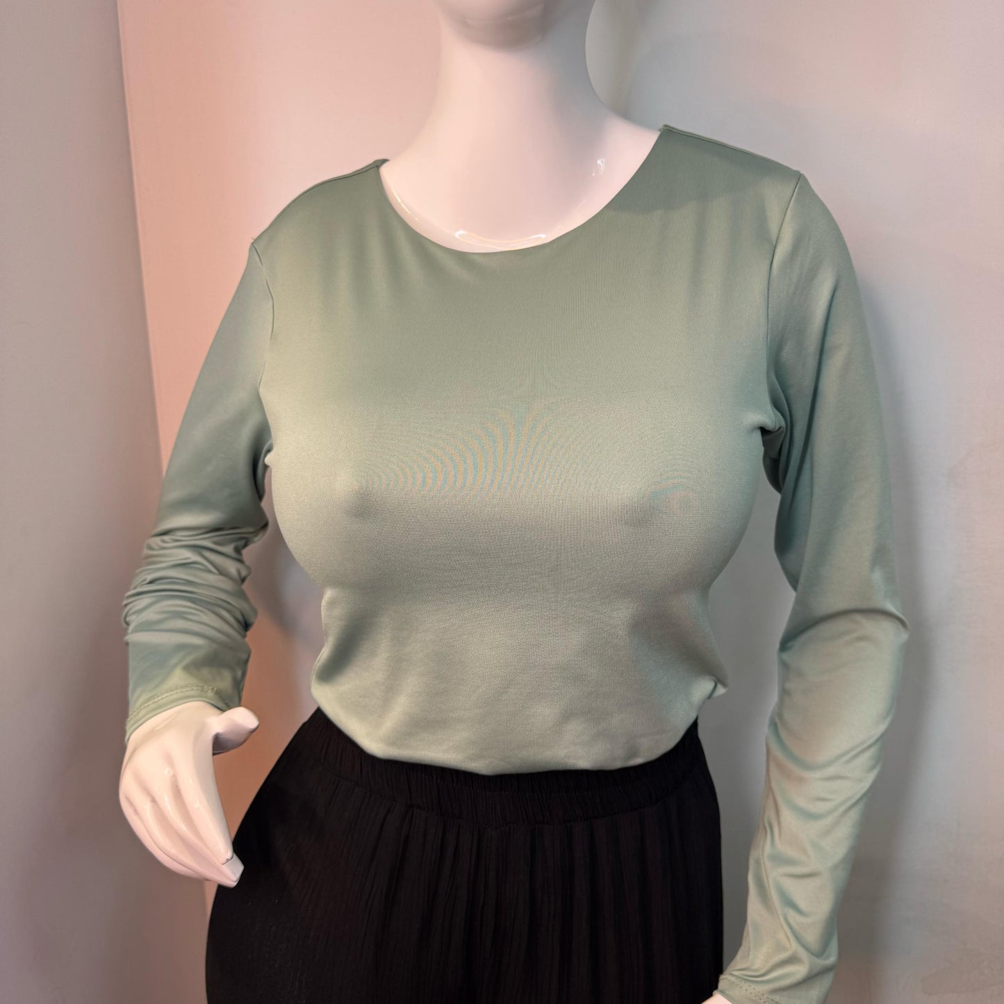 Body Manga Larga Halter Verde Menta