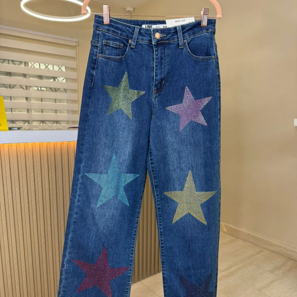 JEAN WIDE LEG ANCHO ESTRELLAS