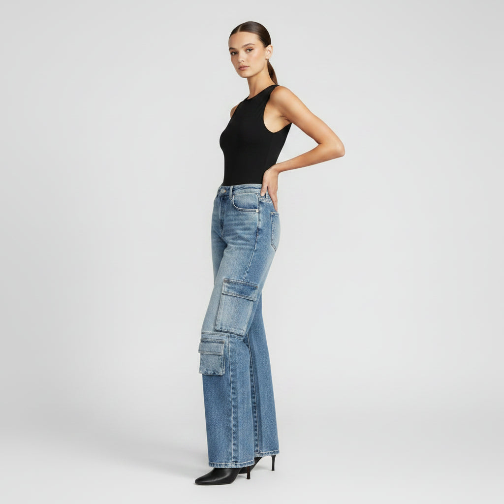 JEAN WIDE LEG ANCHO CARGO