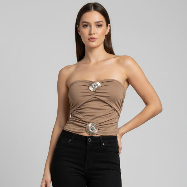 TOP STRAPLESS CON HEBILLAS
