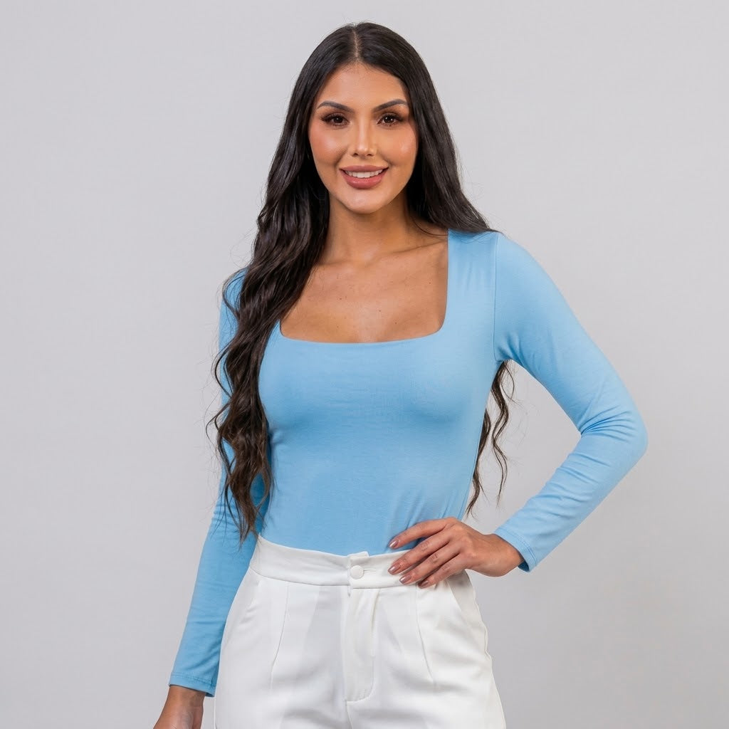 BODY MANGA LARGA ESCOTADO CELESTE