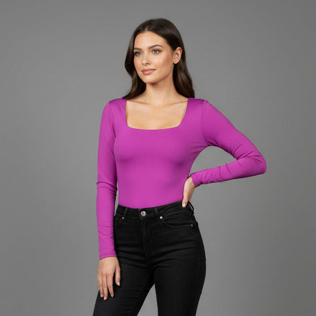 BODY ESCOTADO MANGA LARGA MORADO