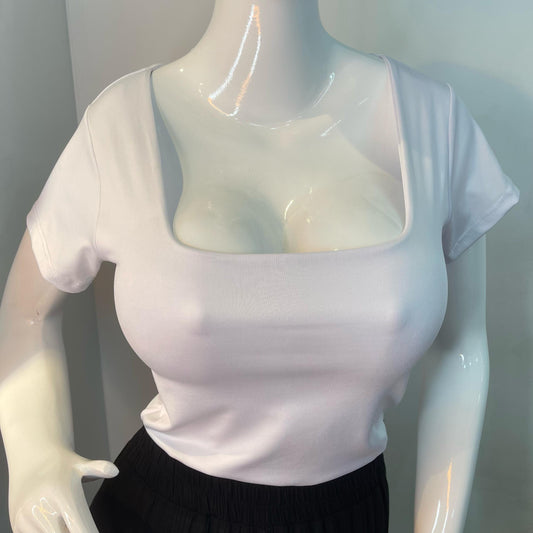 Body Manga Corta Escotado Blanco
