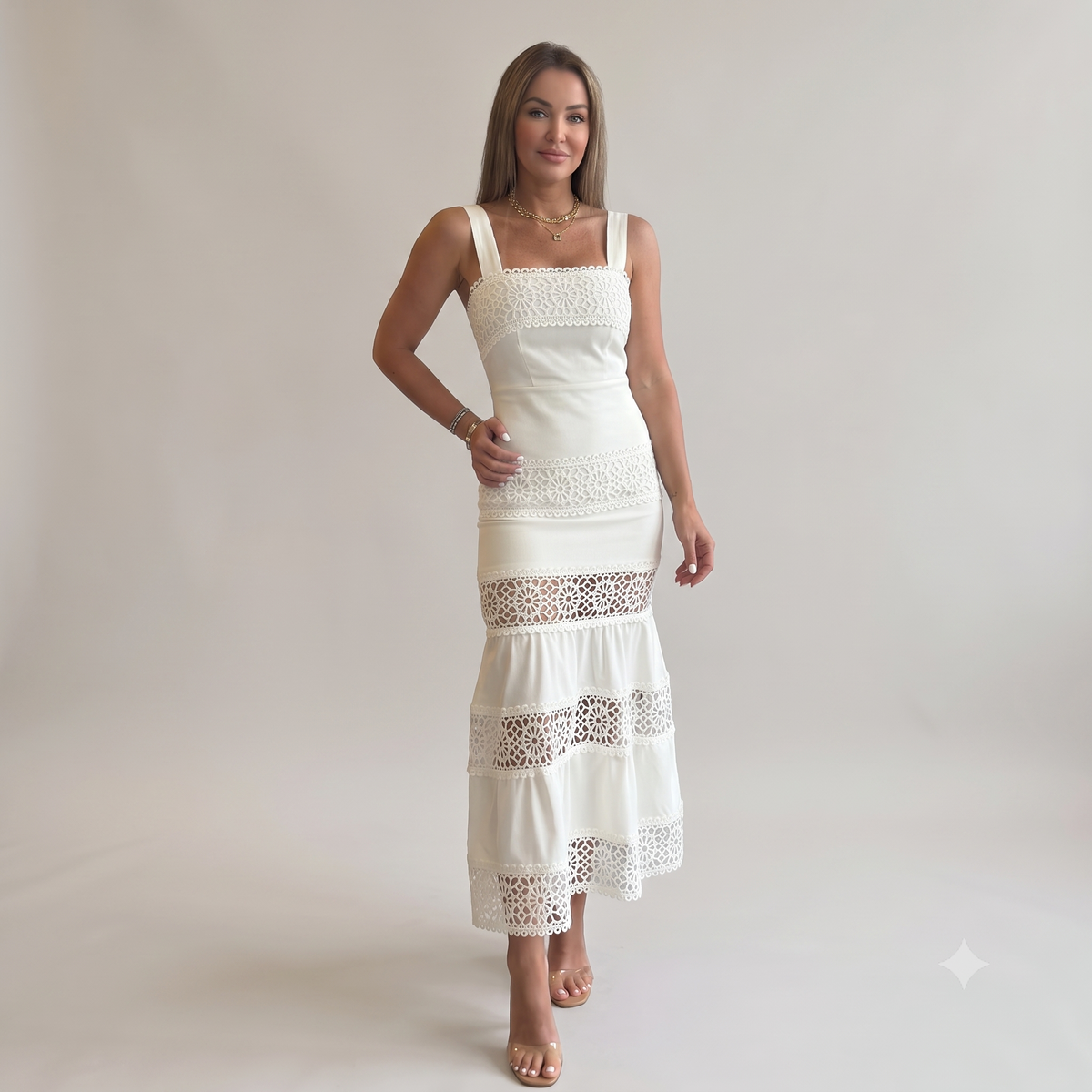 VESTIDO LARGO ENCAJE CROCHE