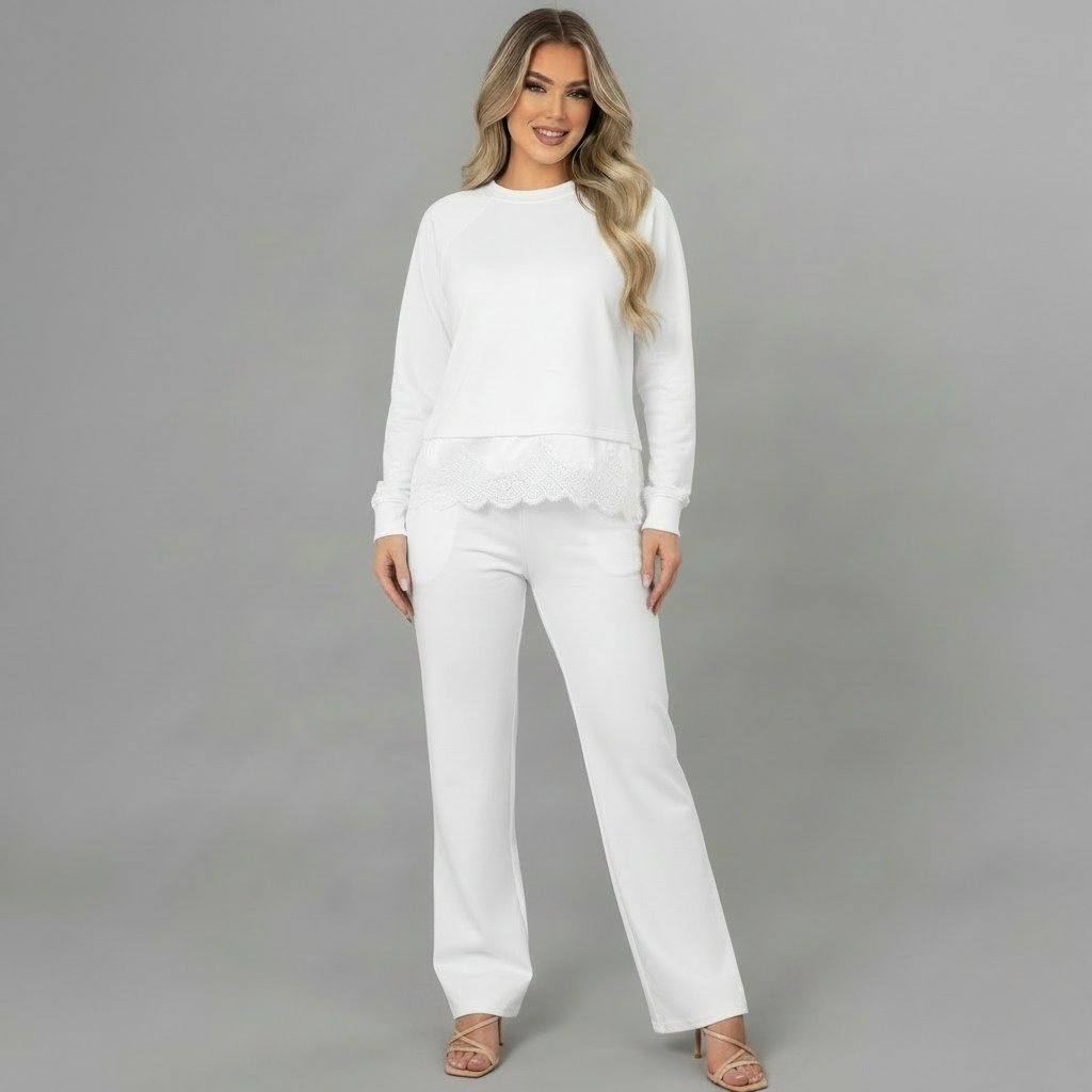 SET BLUSA ENCAJE Y PATALON BOTCUT