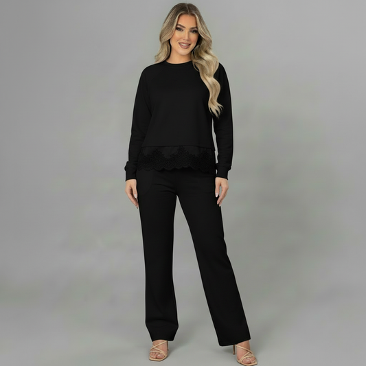SET BLUSA ENCAJE Y PATALON BOTCUT