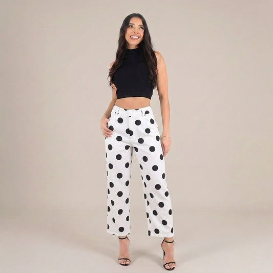 PANTALON BARREL POLKA DOTS