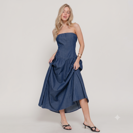 VESTIDO LARGO STRAPLESS