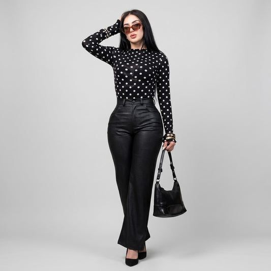TOP HALTER MANGA LARGA POLKA