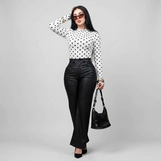 TOP HALTER MANGA LARGA POLKA