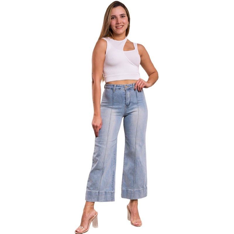Jean Wide Court Denim Claro