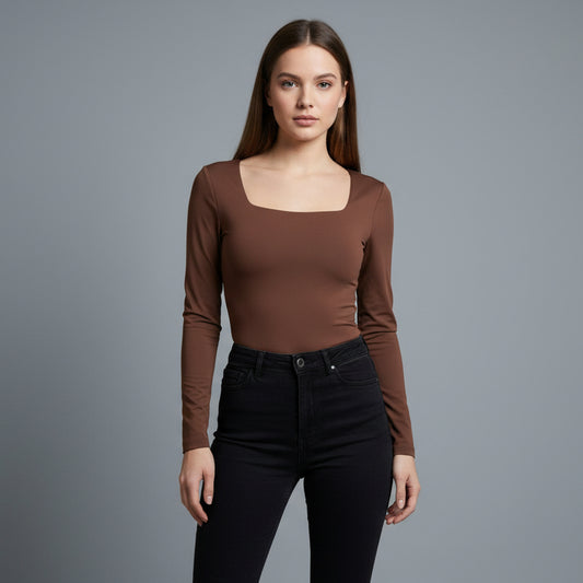 BODY MANGA LARGA ESCOTADO ESCOTE CUADRADO