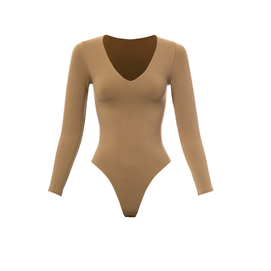 BODY MANGA LARGA BEIGE