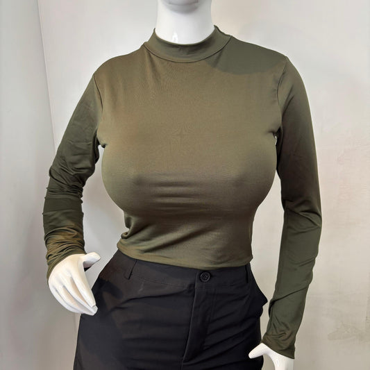 TOP HALTER MANGA LARGA CUELLO VERDE MILITAR