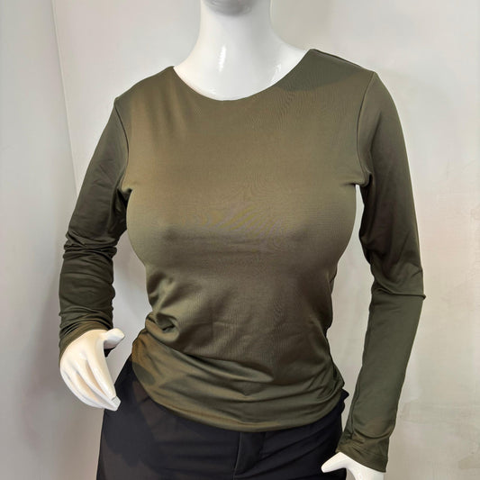 TOP HALTER MANGA LARGA VERDE MILITAR